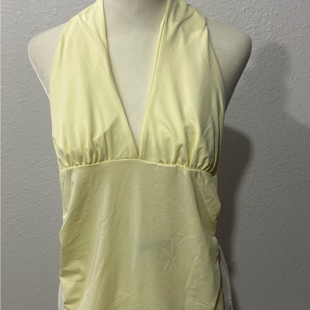 ASOS Light Yellow halter top in a soft sheer fabric size small